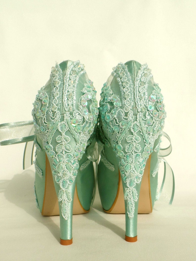 sage green satin shoes