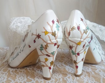 Personalized Boho Wedding Shoes, handpainted Bride and Groom