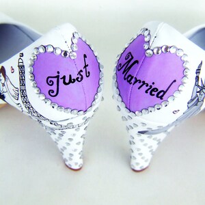 Custom Wedding Shoes for Bride, Hand painted Purple Bridal Shoes, Paris New York image 6