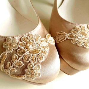 Lace Wedding Shoes, Champagne Bridal Shoes image 6