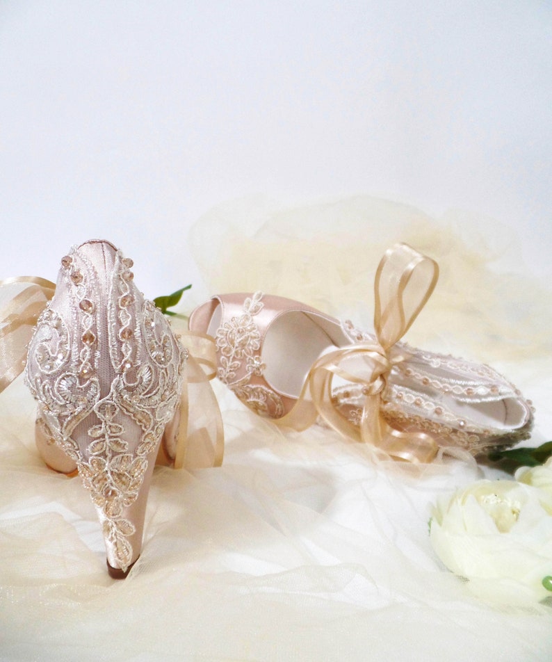 champagne high heels wedding