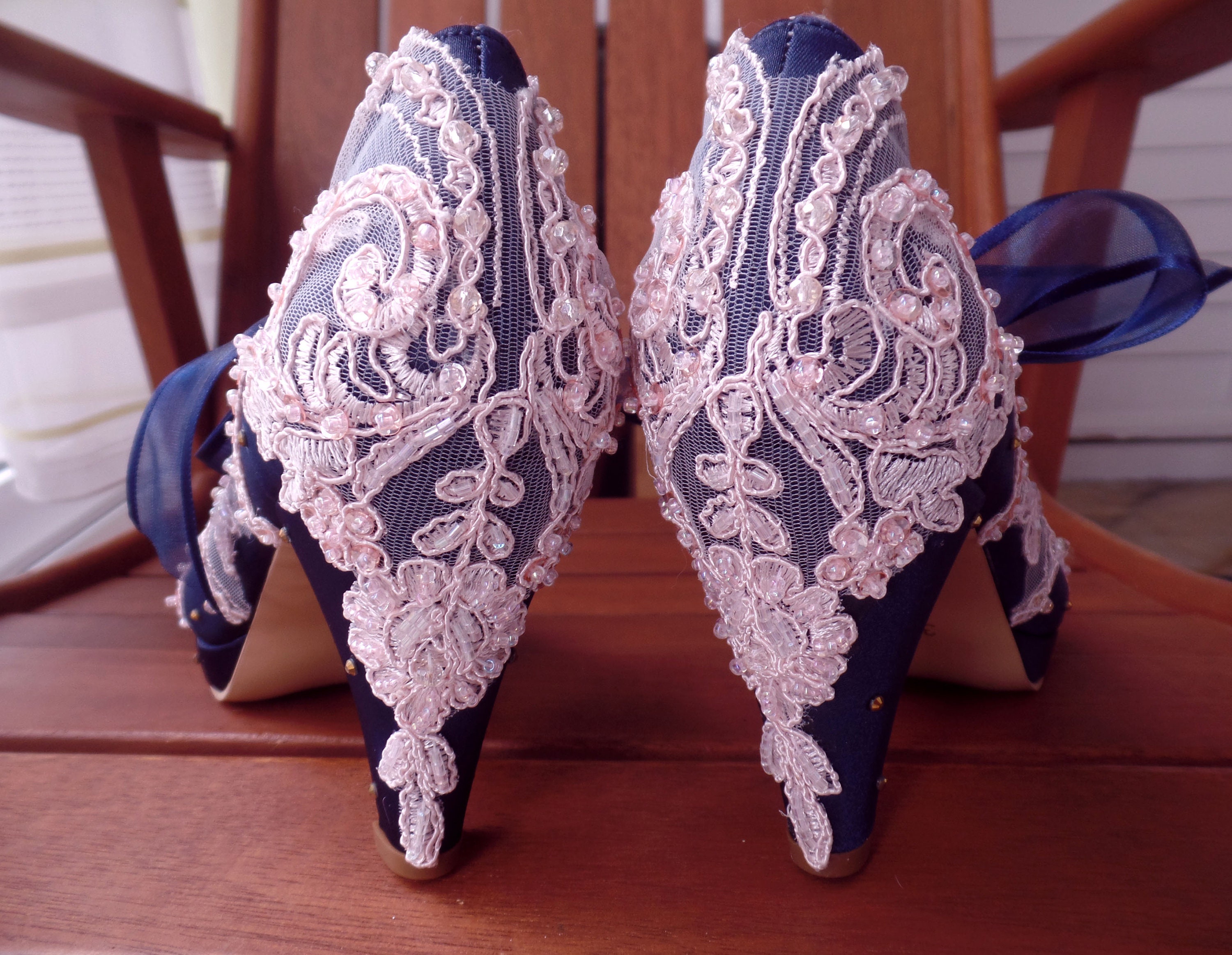 Pink and navy store wedding shoes