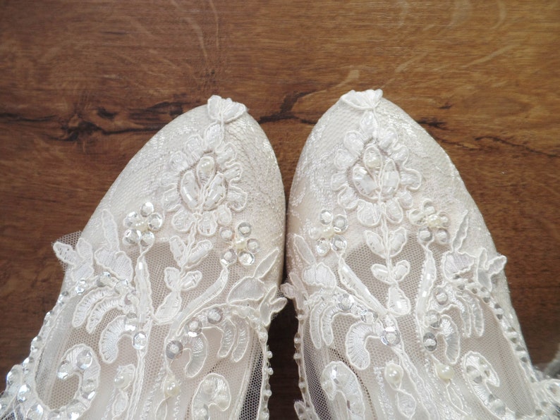 Boho Lace Bridal Boots with Block Heels, Ivory Lace Wedding Shoes image 8