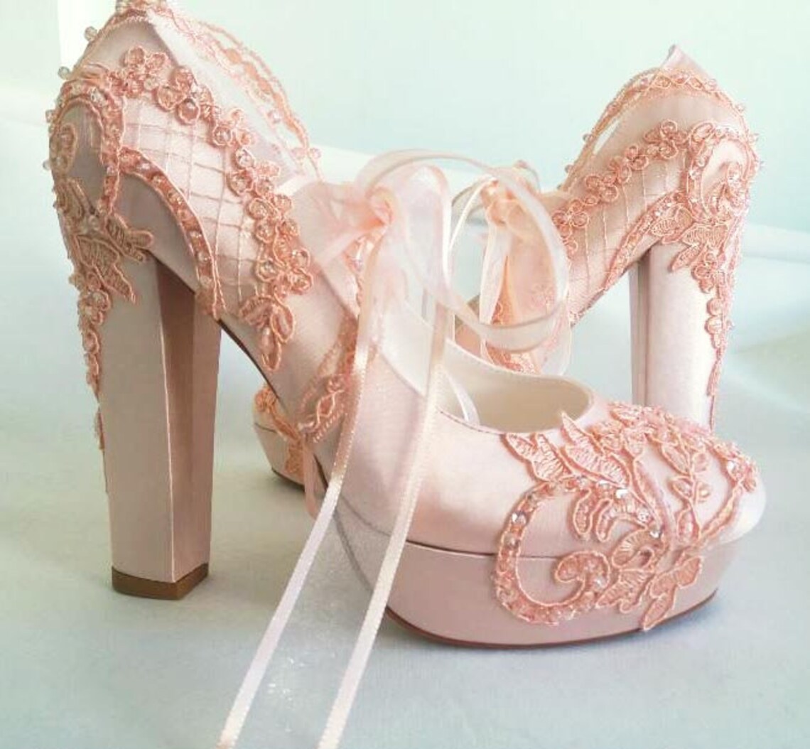 peach satin shoes