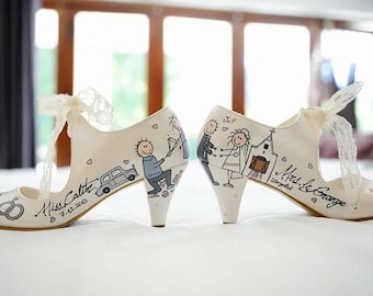Custom Wedding Shoes for Bride, Hand painted Bridal Shoes, Unique Wedding Gift