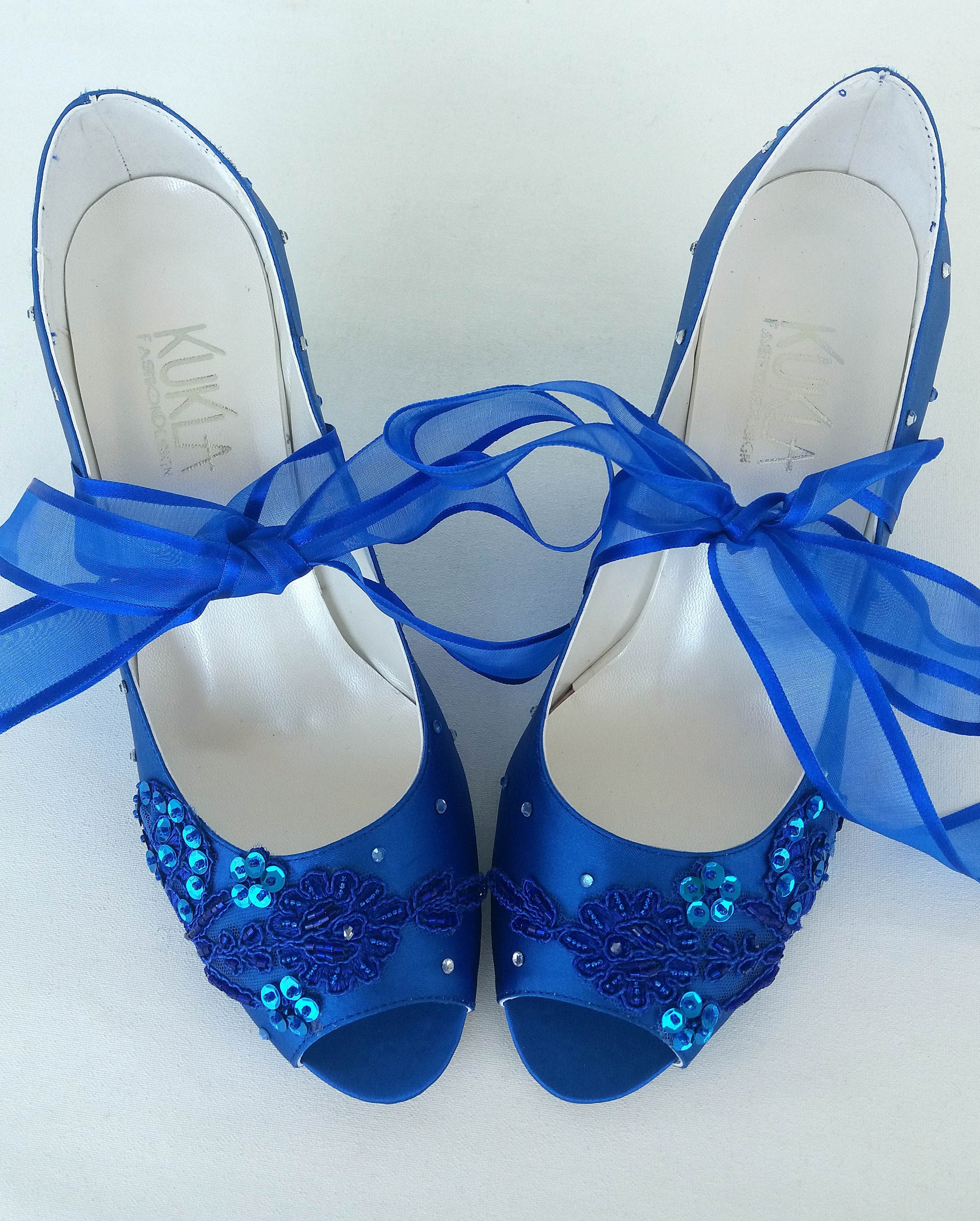 Royal Blue Low Heel Wedding Shoes Etsy