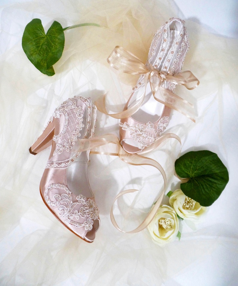 champagne high heels wedding