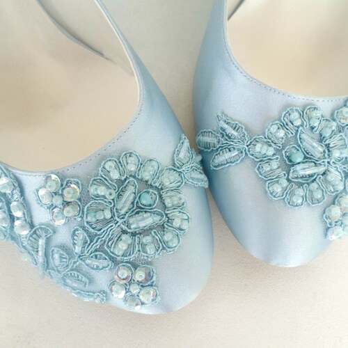 light blue lace flats