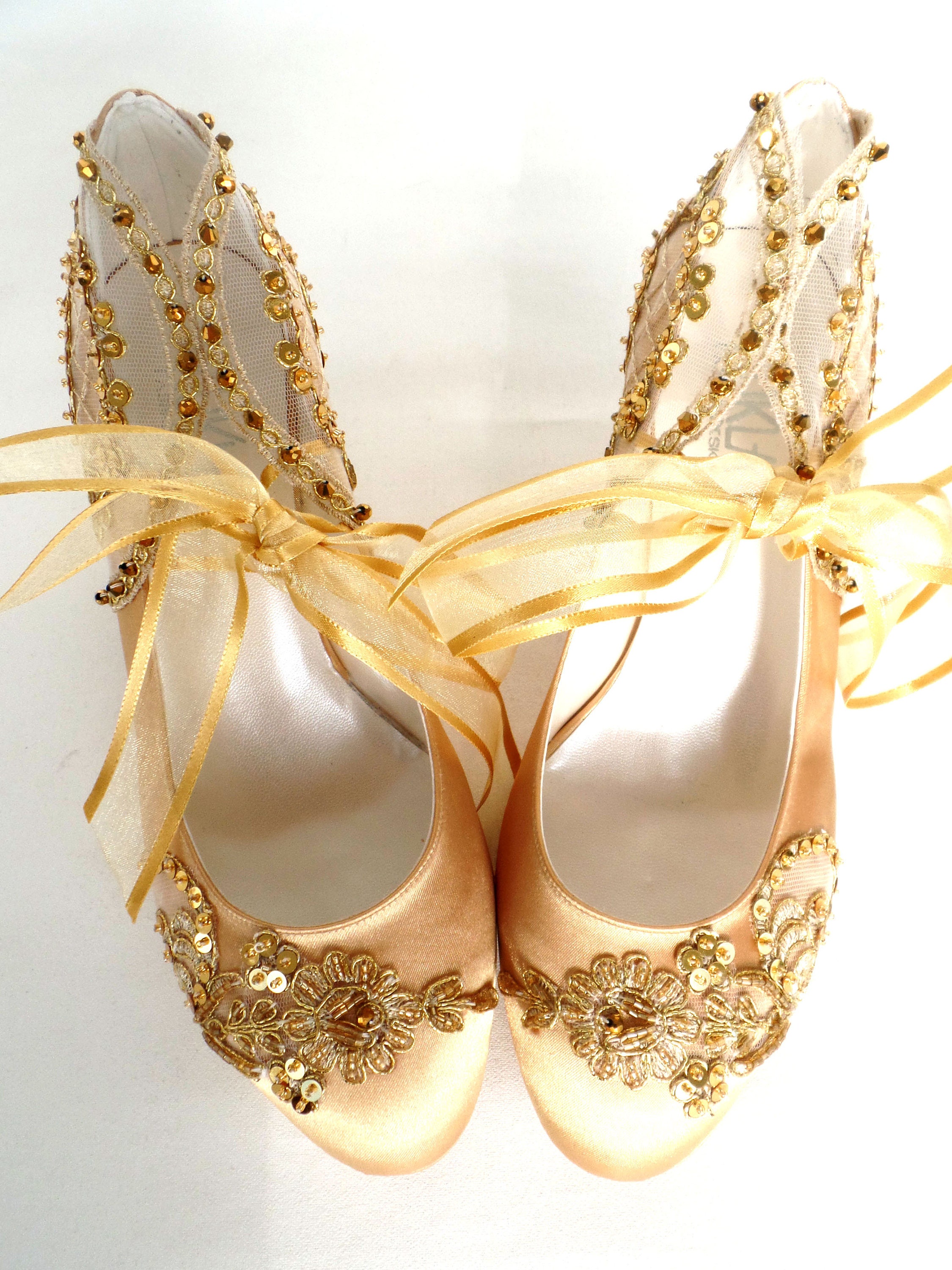 Gold Bridal Shoes Etsy