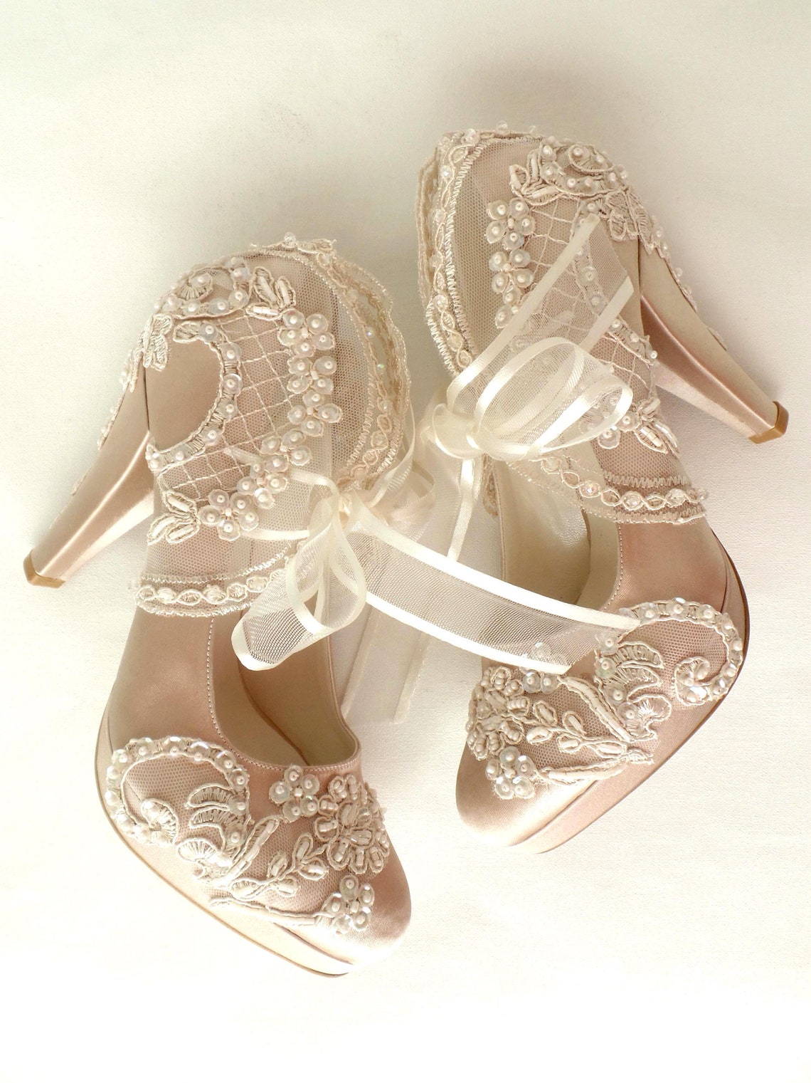 Bridal Shoes Champagne Lace image 1