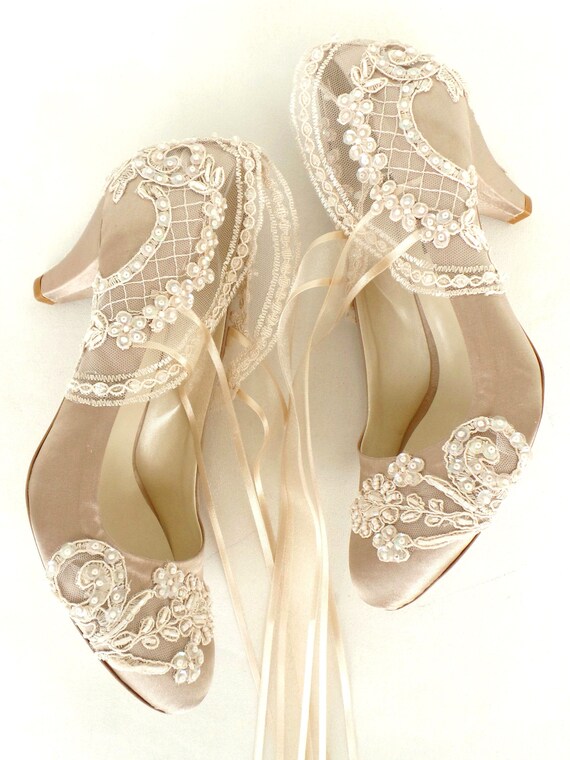 Shoes for Bride Champagne Wedding Shoes - Etsy