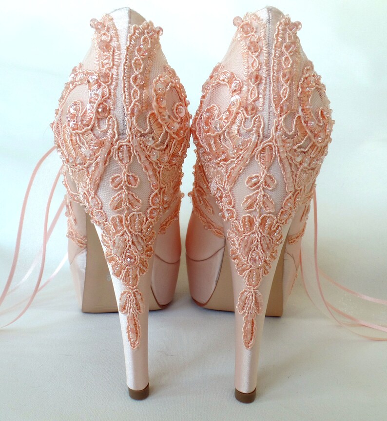 peach satin shoes