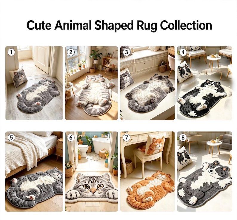 Cute Shaped Rug, Irregular Cartoon Animal Floor Mat, Soft Fluffy Non ...