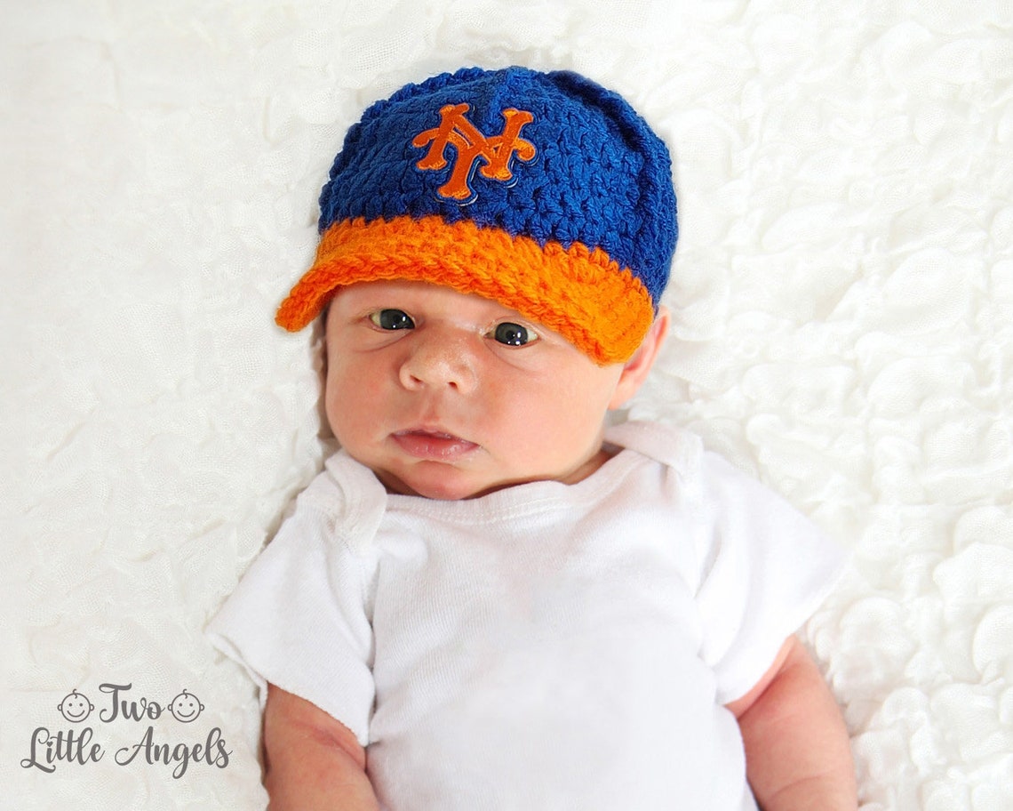 Baby Boy Baseball Cap Baseball Cap Crochet New York Mets Etsy