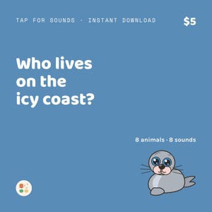 Who Lives on the Icy Coast? | Toddler Animal Sounds Game | Offline HTML Game | Instant Download