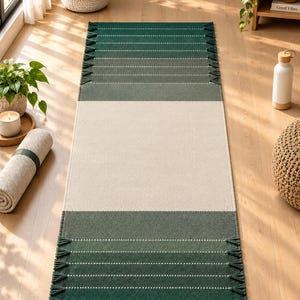 Yogamatta i ekologisk örtbomull, halkfri tränings- och meditationsmatta, miljövänlig, handvävd, 2 x 6 fot