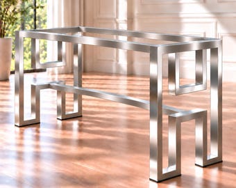 H Shape 304 Stainless Steel Table Legs  Made to Order Brushed Satin Metal Base for Dining Table  Console or Slab Top