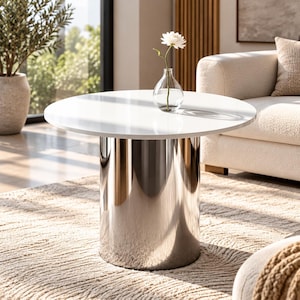 Custom 304 Stainless Steel Drum Pedestal Table Base  Modern Cylinder Coffee Side Dining Table Base Made to Order