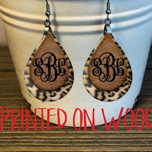 Monogram Earrings, Western Jewelry, Leopard Earrings, Boho Western Earrings, Cheetah Earrings, Western Hippie Earrings, Cowgirl Earrings