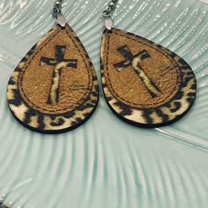 Western Earrings, Wooden Earrings, Leopard Print Earrings, Animal Print Earrings, Leopard Earrings for Women, Drop Earrings, Sister Gifts image 2