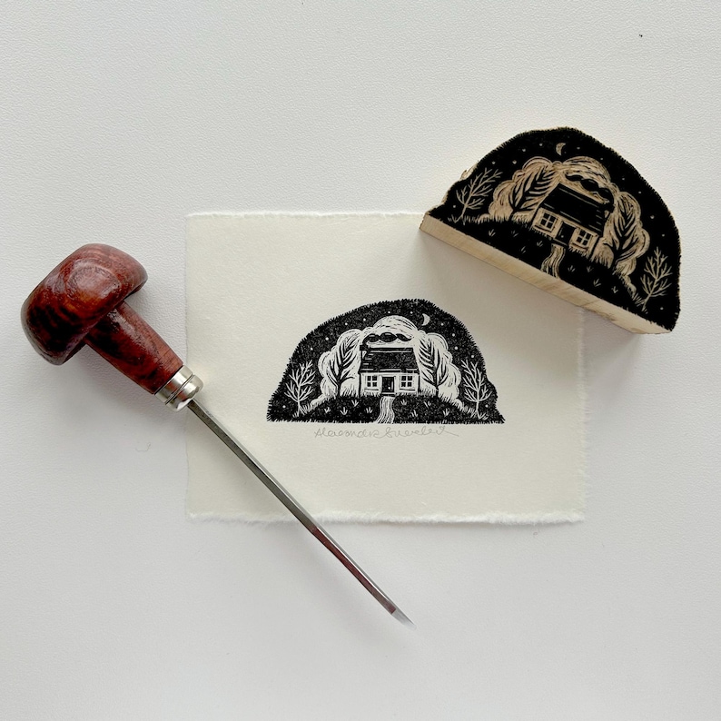 Scottish Hillside Bothy Original Wood Block Print image 4
