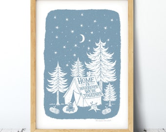 Zuhause zusammen Woodland Camping Print