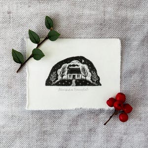 Scottish Hillside Bothy Original Wood Block Print image 6