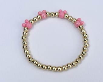 Disney Bracelet, Pastel pink Mickey Bracelet, Mickey Bead Bracelet, Disney gift