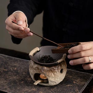 Tostador de té y difusor de aceites esenciales de cerámica (estilo vintage)