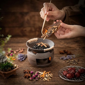 Retro Ceramic Aromatherapy Stove, Candle-Powered Scent Burner, Dried Herbs, Citrus Peels (Home Decor)