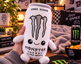 Peluche con forma de lata de bebida energética, peluche con forma de lata de refresco, regalo para gamers, llavero de peluche, regalo de cumpleaños, recuerdo para fiestas de videojuegos, peluche suave (15/25 cm)