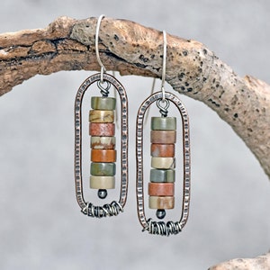 •STICKS & STONES• red creek jasper + silver earrings