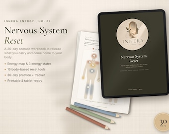 Nervous System Reset Workbook | 30-Day Somatic Practice to Release What You Carry | Regulation Journal PDF