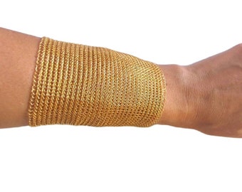 Gold Crochet Cuff Bracelet: Adjustable Statement Jewelry