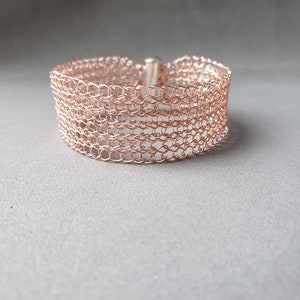 Rose gold bracelets, Wire Crochet jewelry, Gift for her, Wire woven bracelet, Handmade, Delicate bracelet,  Cuff bracelets, Birthday gifts
