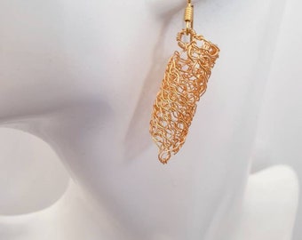 Spiral earrings, Dainty earrings, Geometric earrings, Statement earrings, Unique earrings, Gold dangle earrings, Crochet earrings, Gift