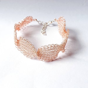 Rose gold bracelets. Wire crochet jewelry.Bracelet femme. Woven jewellery. Womens Bracelet. Gift for her. Gift fo her. Anniversary gifts.