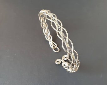 Celtic silver  bracelet UK , Adjustable bangle bracelet,  Wire wrapped jewelry, Birthday gift for her,  Celtic jewelry, Simple bracelet