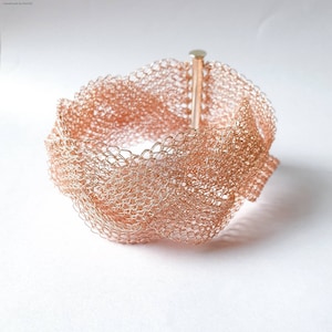Rose gold Bracelet  Crochet jewelry Cuff Bracelet Wire jewelry Rose gold jewelry Birthday gift Anniversary gifts Wide cuff Wire