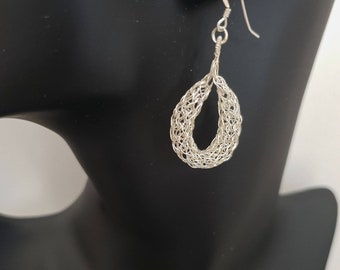Sterling Silver Earrings, Dainty earrings, Wire crochet jewelry, Delicate Earrings, Gift for her, Dangle earrings, Birthday gift for her