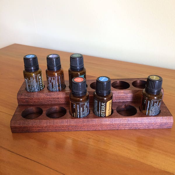 Best selling essential oil desk top rack storage holder display Made from durable cherry hardwood with 12 15ml holes.  #02