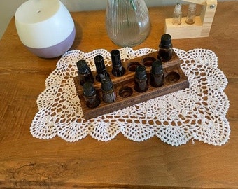 Essential Oil holder organizer holds 5, 10, and 15 ml oak hardwood #E04