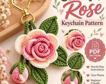 Crochet Flower Keychain Pattern PDF, Daisy Pot Key Fob, Floral Bag Charm & Crochet Keyring Tutorial
