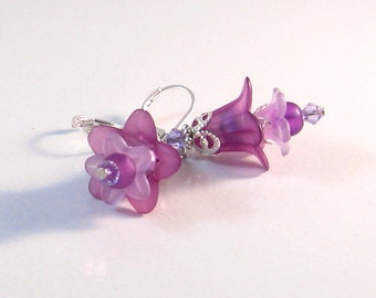 Purple, Lavender & Silver Fairy Flower Earrings, Flower Jewelry, Purple Jewelry, Lavender Jewelry, Jewelry for Women, Gifts for Women