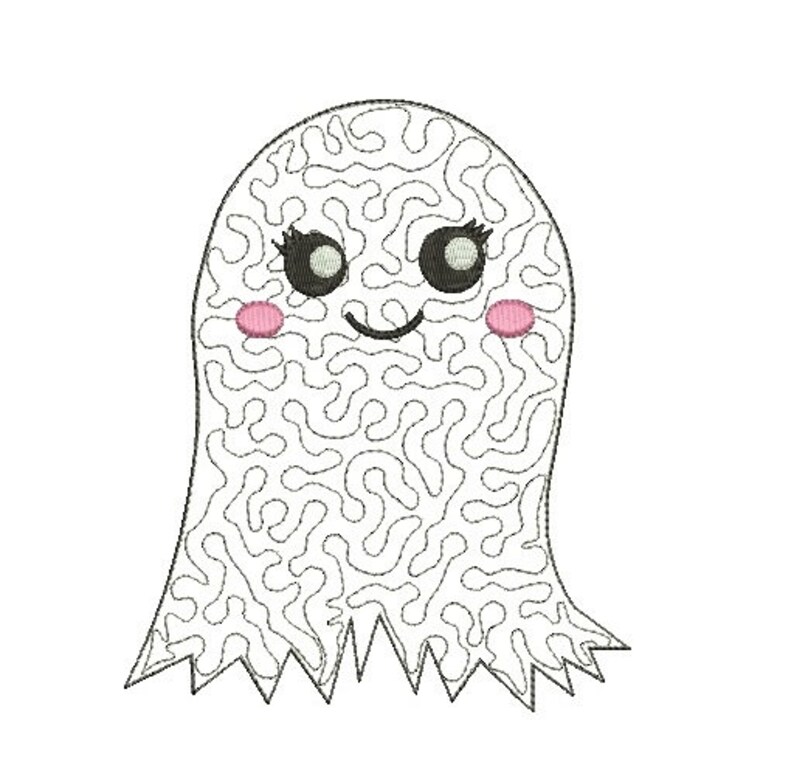 Cute Blushing Ghost TWO DESIGNS 3 Sizes Halloween Machine Etsy