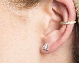 14k Gold Vermeil Ear Cuff – Dainty CZ Pave Earring