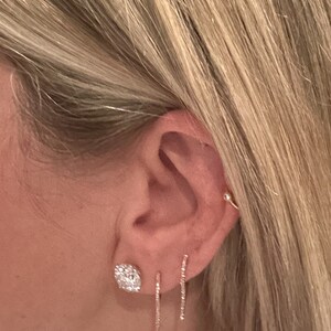 14k Diamond Spike Huggie Earrings: Edgy Dangle image 3