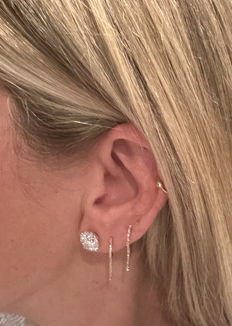 14k Diamond Spike Huggie Earrings: Edgy Dangle image 3