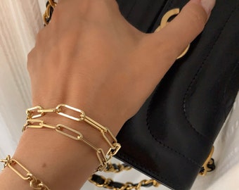 14k gold filled link bracelet - open link chain with lobster clasp (OVAL link) pictured 1St Photo -