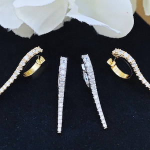 14k Diamond Spike Huggie Earrings: Edgy Dangle image 9